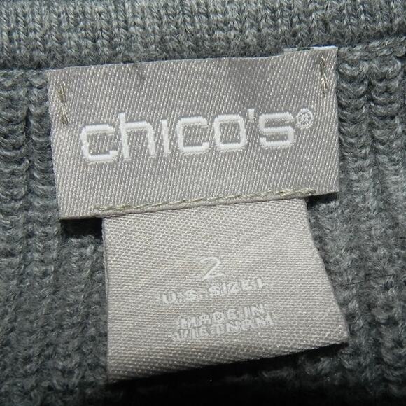 Chico's Women's V-Neck Knit Tunic Sweater Top Gray Size 2 - Picture 6 of 6
